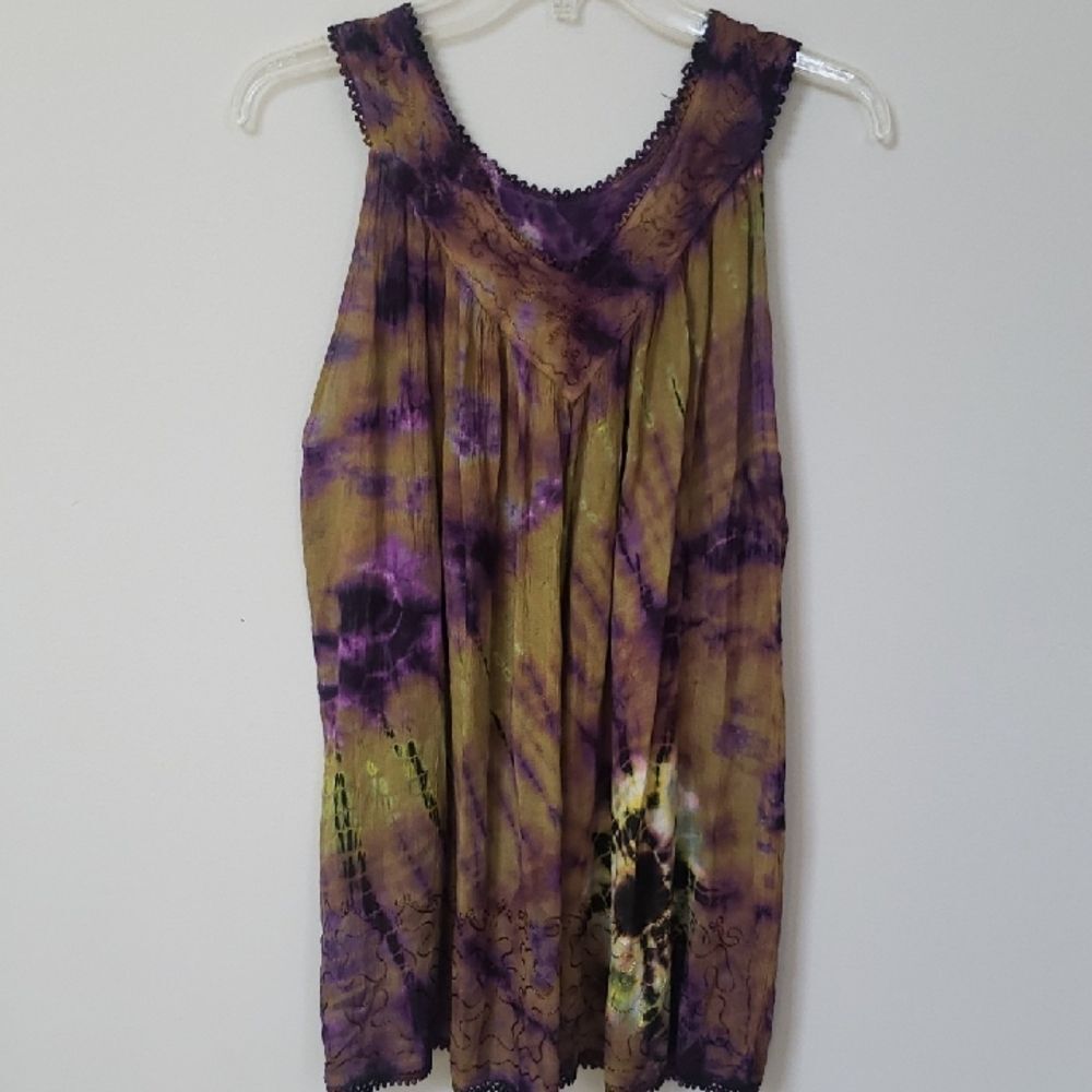 Advance Apparels Top Womens Embroidered Tie Dyed Tunic Hippie Bohemian Festival